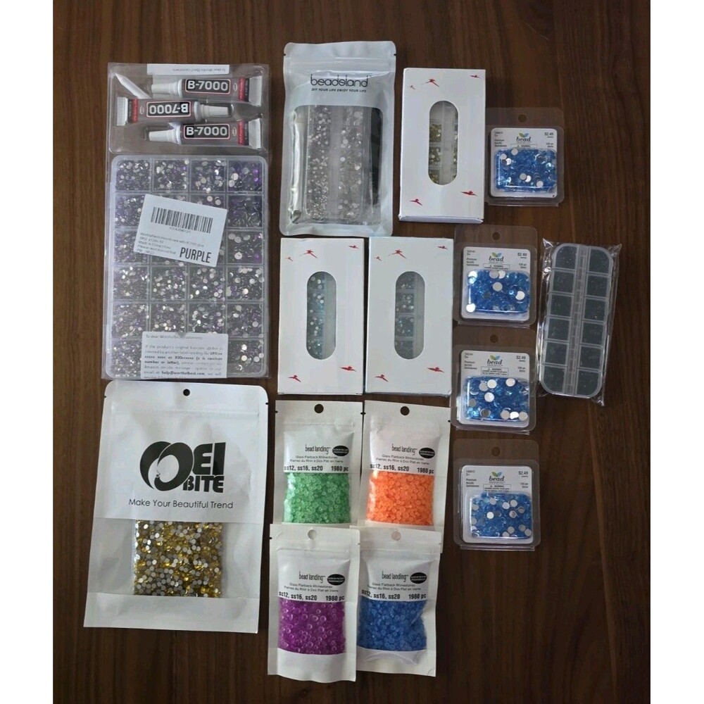 Huge Lot Flatback Rhinestones~Various Sizes~Various Colors~Glass & Acrylic
